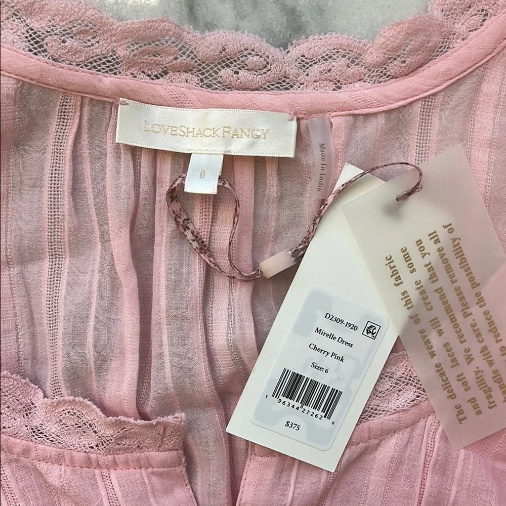 LoveShackFancy Pink Mirelle Dress Cherry Pink | 6